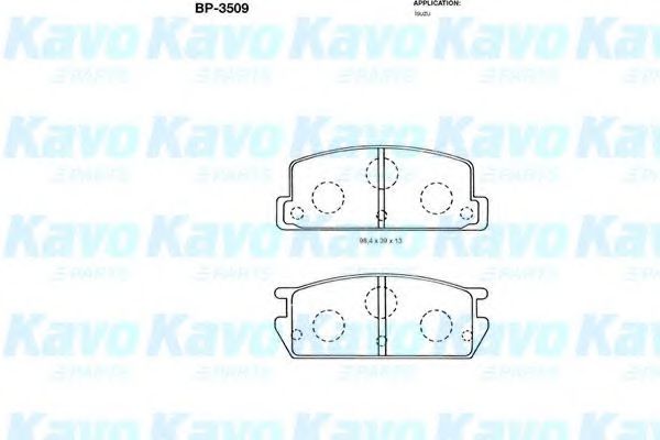 Комплект тормозных колодок, дисковый тормоз KAVO PARTS BP-3509
