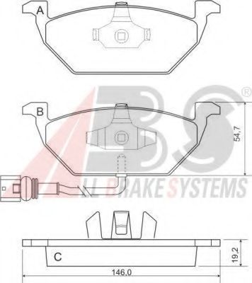 Комплект тормозных колодок, дисковый тормоз A.B.S. 37155 OE