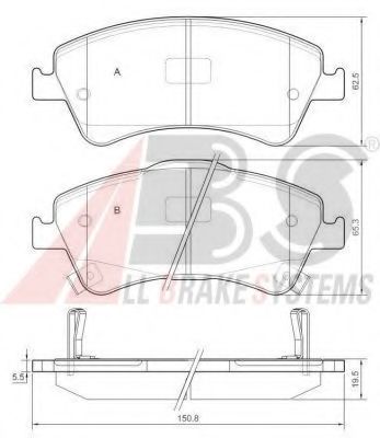 Комплект тормозных колодок, дисковый тормоз A.B.S. 37615 OE