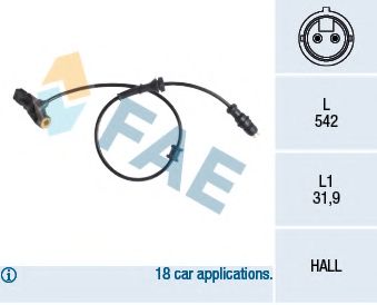 Датчик, частота вращения колеса FAE 78157