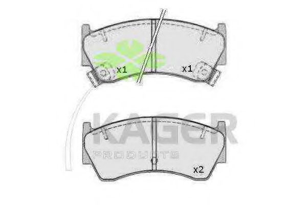 Комплект тормозных колодок, дисковый тормоз KAGER 23004
