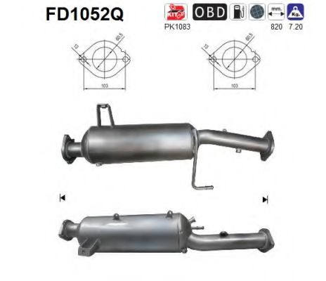 Сажевый / частичный фильтр, система выхлопа ОГ AS FD1052Q