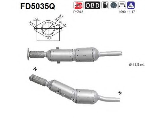 Сажевый / частичный фильтр, система выхлопа ОГ AS FD5035Q