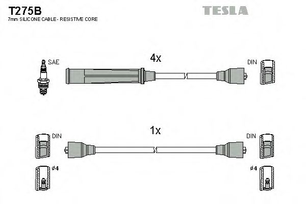 Комплект проводов зажигания TESLA T275B