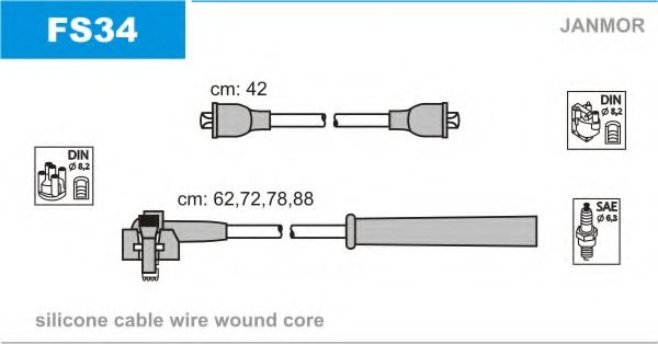 Комплект проводов зажигания JANMOR FS34