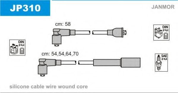 Комплект проводов зажигания JANMOR JP310