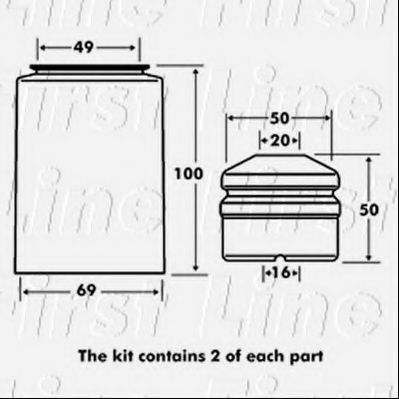 Пылезащитный комплект, амортизатор FIRST LINE FPK7028