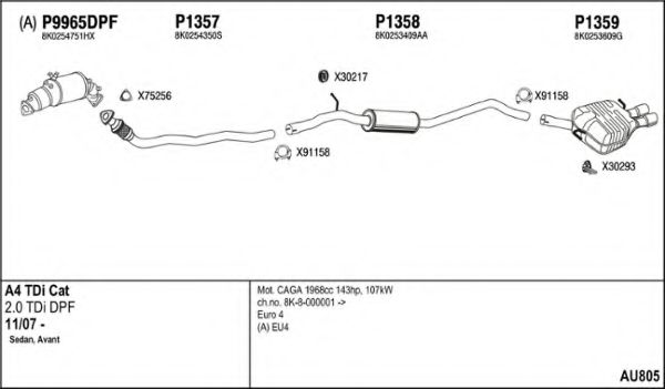 Система выпуска ОГ FENNO AU805