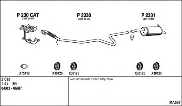 Система выпуска ОГ FENNO MA507