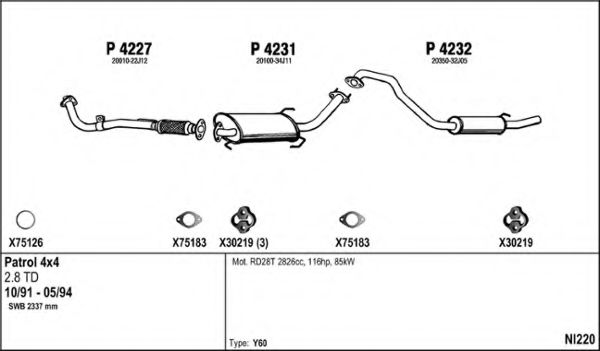 Система выпуска ОГ FENNO NI220