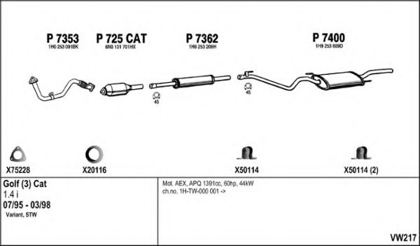 Система выпуска ОГ FENNO VW217