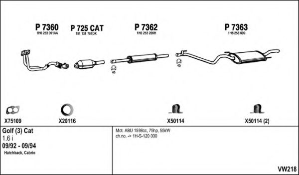 Система выпуска ОГ FENNO VW218