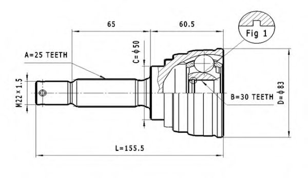 Шарнирный комплект, приводной вал STATIM C.621