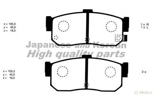 Комплект тормозных колодок, дисковый тормоз ASHUKI N011-00