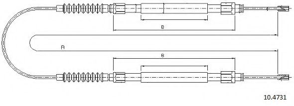 Трос, стояночная тормозная система CABOR 10.4731