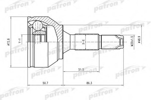 Шарнирный комплект, приводной вал PATRON PCV1561