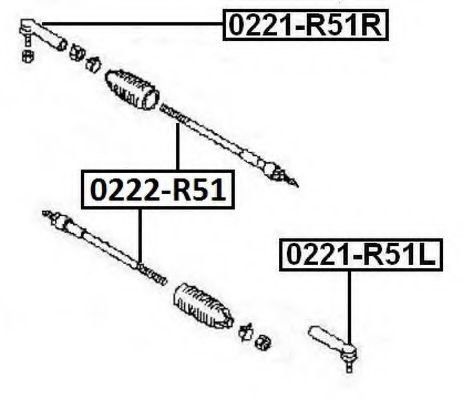 Осевой шарнир, рулевая тяга ASVA 0222-R51