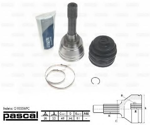 Шарнирный комплект, приводной вал PASCAL G18006PC