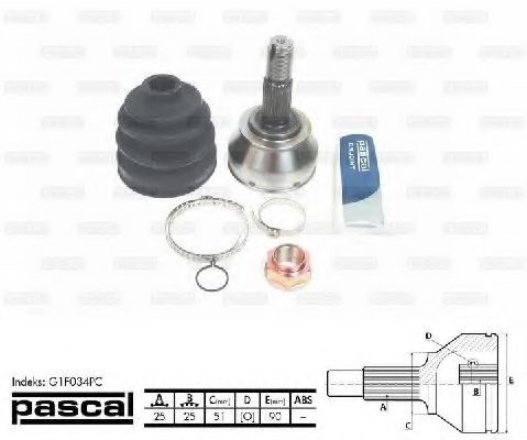 Шарнирный комплект, приводной вал PASCAL G1F034PC