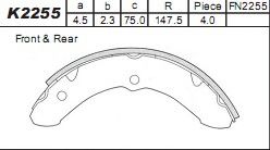 Комплект тормозных колодок ASIMCO K2255