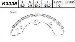 Комплект тормозных колодок ASIMCO K3335