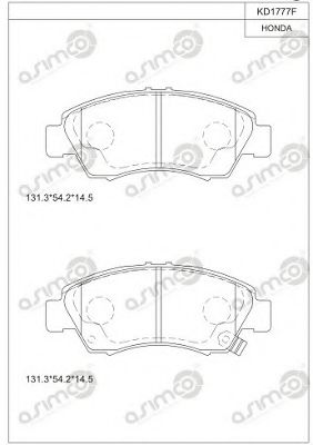 Комплект тормозных колодок, дисковый тормоз ASIMCO KD1777F