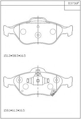 Комплект тормозных колодок, дисковый тормоз ASIMCO KD3736F