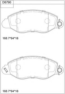 Комплект тормозных колодок, дисковый тормоз ASIMCO KD6790