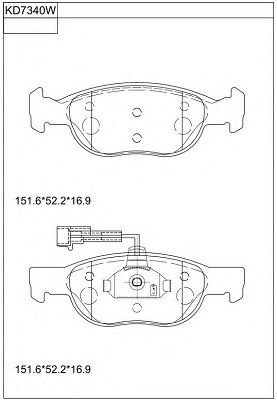 Комплект тормозных колодок, дисковый тормоз ASIMCO KD7340W