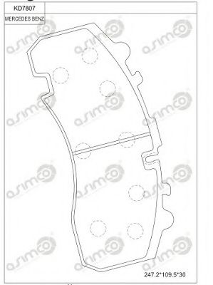 Комплект тормозных колодок, дисковый тормоз ASIMCO KD7807