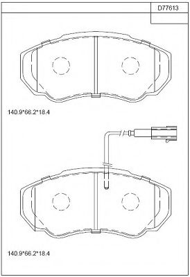 Комплект тормозных колодок, дисковый тормоз ASIMCO KD77613