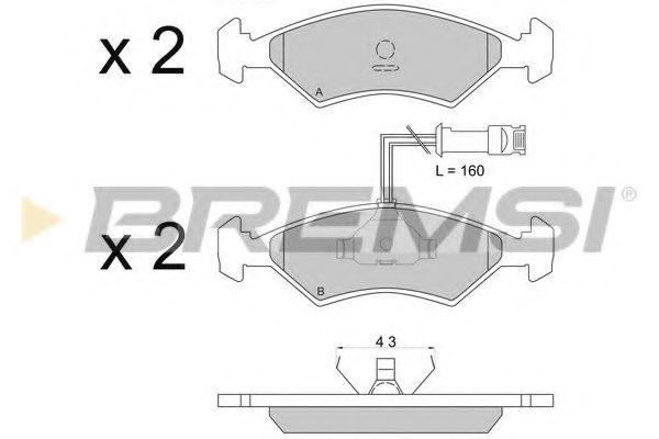Комплект тормозных колодок, дисковый тормоз BREMSI BP2163