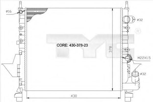 Радиатор, охлаждение двигателя TYC 728-0035