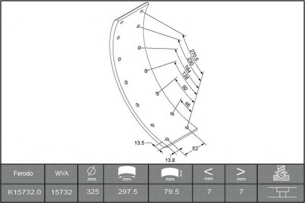 Комплект тормозных башмаков, барабанные тормоза FERODO K15732.0-F3653
