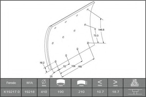 Комплект тормозных башмаков, барабанные тормоза FERODO K19217.0-F1561