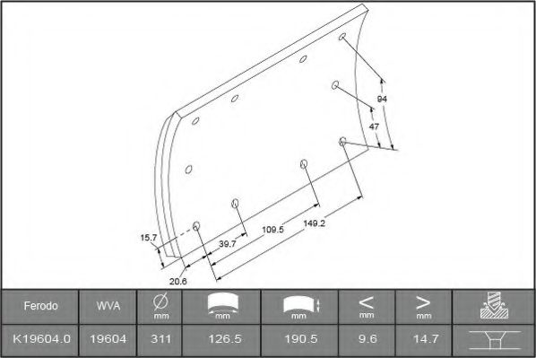 Комплект тормозных башмаков, барабанные тормоза FERODO K19604.0-F3658