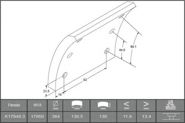 Комплект тормозных башмаков, барабанные тормоза FERODO K17949.3TC