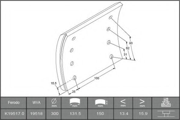 Комплект тормозных башмаков, барабанные тормоза FERODO K19517.0TG