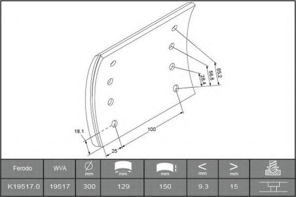 Комплект тормозных башмаков, барабанные тормоза FERODO 19517