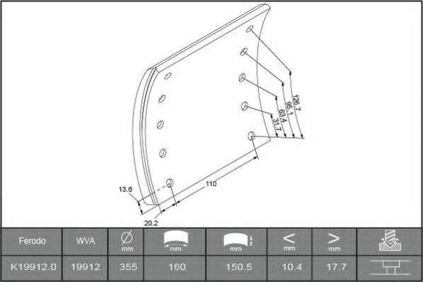 Комплект тормозных башмаков, барабанные тормоза FERODO K19912.0TG