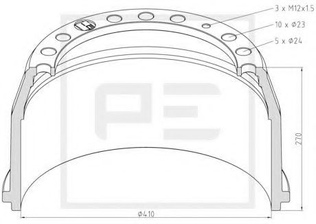 Тормозной барабан PE Automotive 036.401-00A