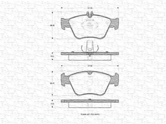 Комплект тормозных колодок, дисковый тормоз MAGNETI MARELLI 430216170398