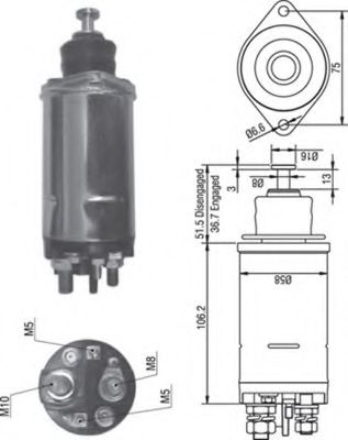 Тяговое реле, стартер MAGNETI MARELLI 940113050302