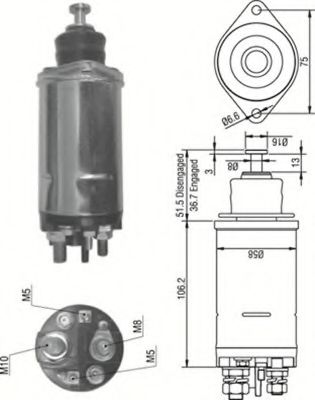 Тяговое реле, стартер MAGNETI MARELLI 940113050303