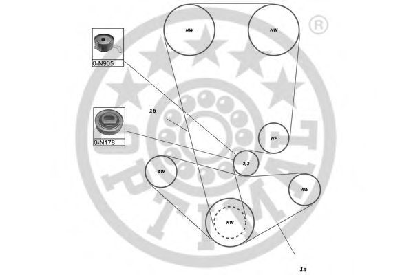 Комплект ремня ГРМ OPTIMAL R1210