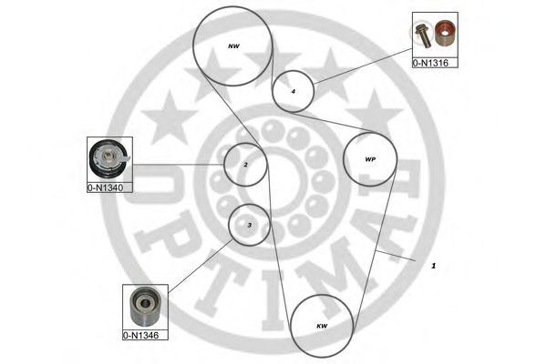 Комплект ремня ГРМ OPTIMAL R1533