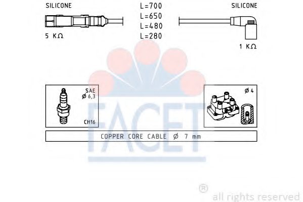 Комплект проводов зажигания FACET 4.9479