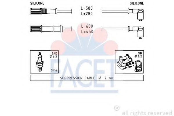 Комплект проводов зажигания FACET 4.9451