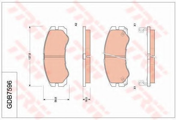 Комплект тормозных колодок, дисковый тормоз TRW GDB7596