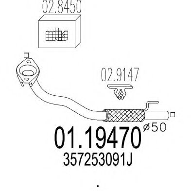 Труба выхлопного газа MTS 01.19470
